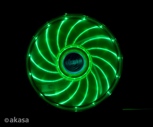přídavný ventilátor Akasa Vegas LED 12 cm zelená