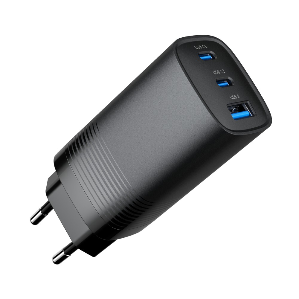 GEMBIRD, Nabíječka USB, 3x port, 65W, rychlé nabíjení, černá TA-UC-PDQC65-01-BK