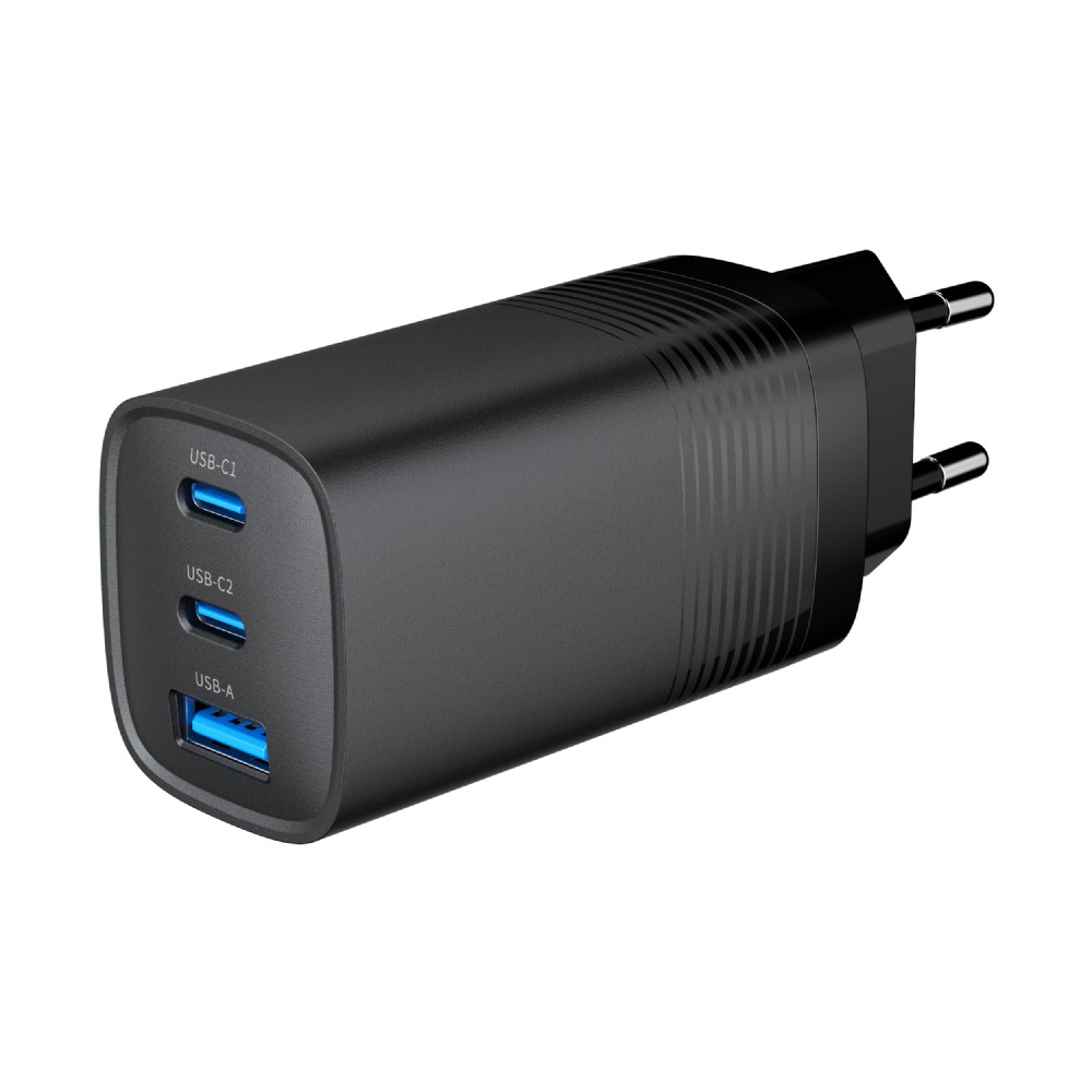 GEMBIRD, Nabíječka USB, 3x port, 65W, rychlé nabíjení, černá TA-UC-PDQC65-01-BK