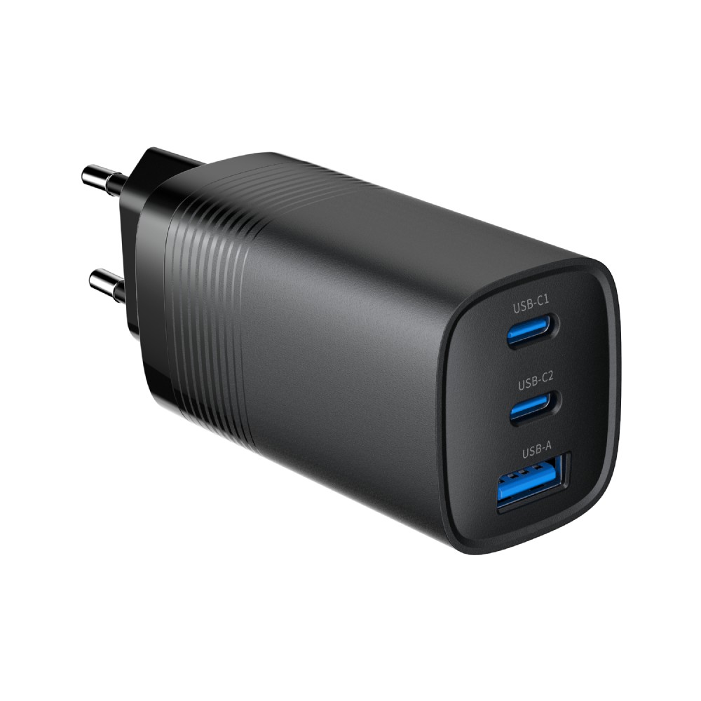 GEMBIRD, Nabíječka USB, 3x port, 65W, rychlé nabíjení, černá TA-UC-PDQC65-01-BK