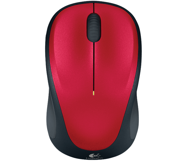 Logitech M235/Cestovní/Optická/1 000 DPI/Bezdrátová USB/Černá-červená