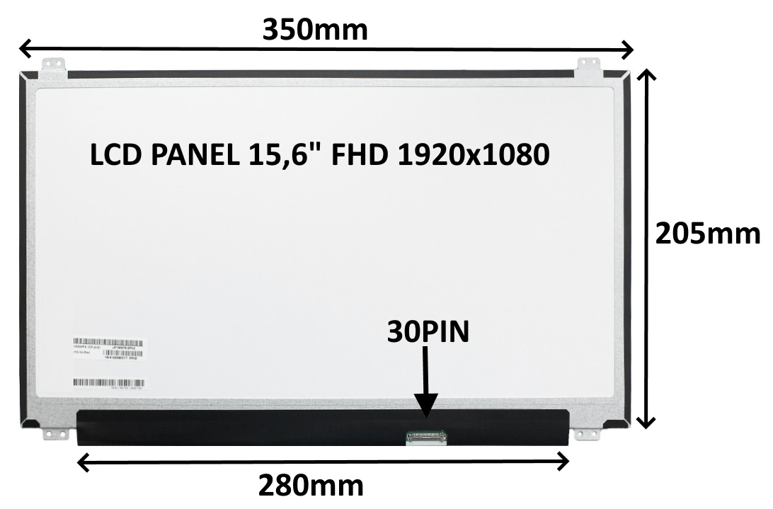 LCD PANEL 15,6'' FHD 1920x1080 30PIN MATNÝ IPS / ÚCHYTY NAHOŘE A DOLE