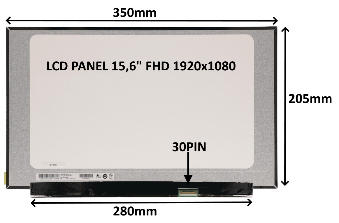 LCD PANEL 15,6'' FHD 1920x1080 30PIN MATNÝ IPS / BEZ ÚCHYTŮ