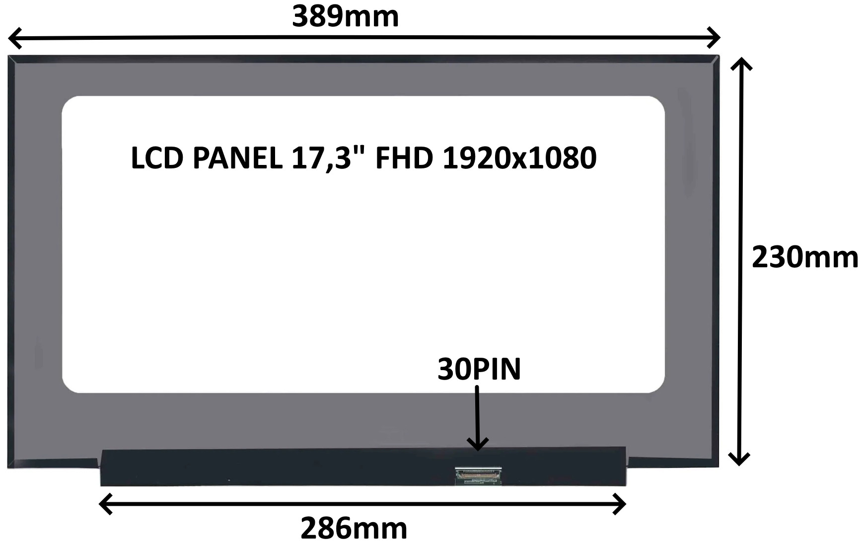 LCD PANEL 17,3'' FHD 1920x1080 30PIN MATNÝ IPS / BEZ ÚCHYTŮ