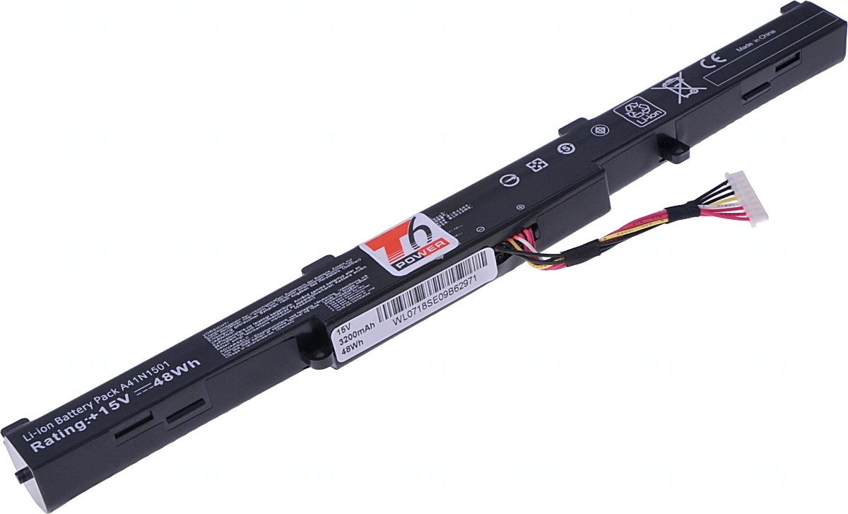 Obrázok Baterie T6 power Asus GL752, N552, N752, FX553, G553, GL553, 2600mAh, 37Wh, 4cell, Li-ion NBAS0123