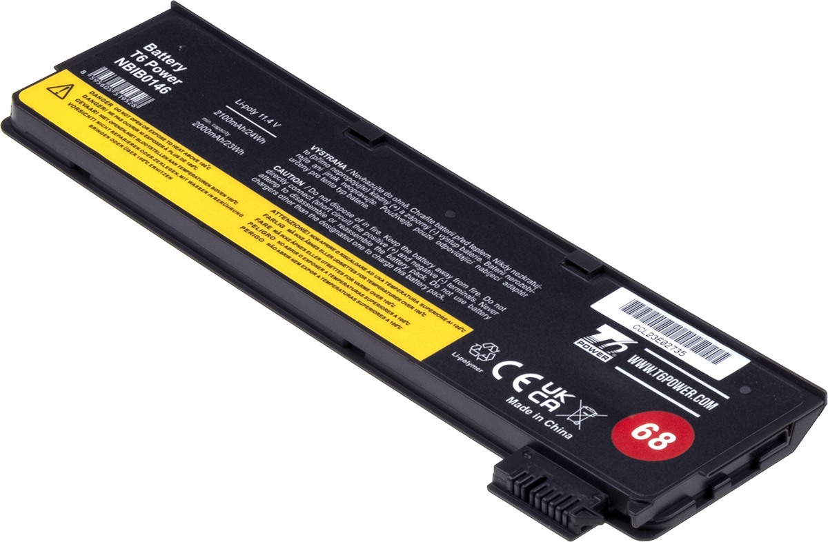 Baterie T6 Power Lenovo ThinkPad T440s, T450s, T460p, T470p, T550, P50s, 68, 2100mAh, 24Wh, 3cell