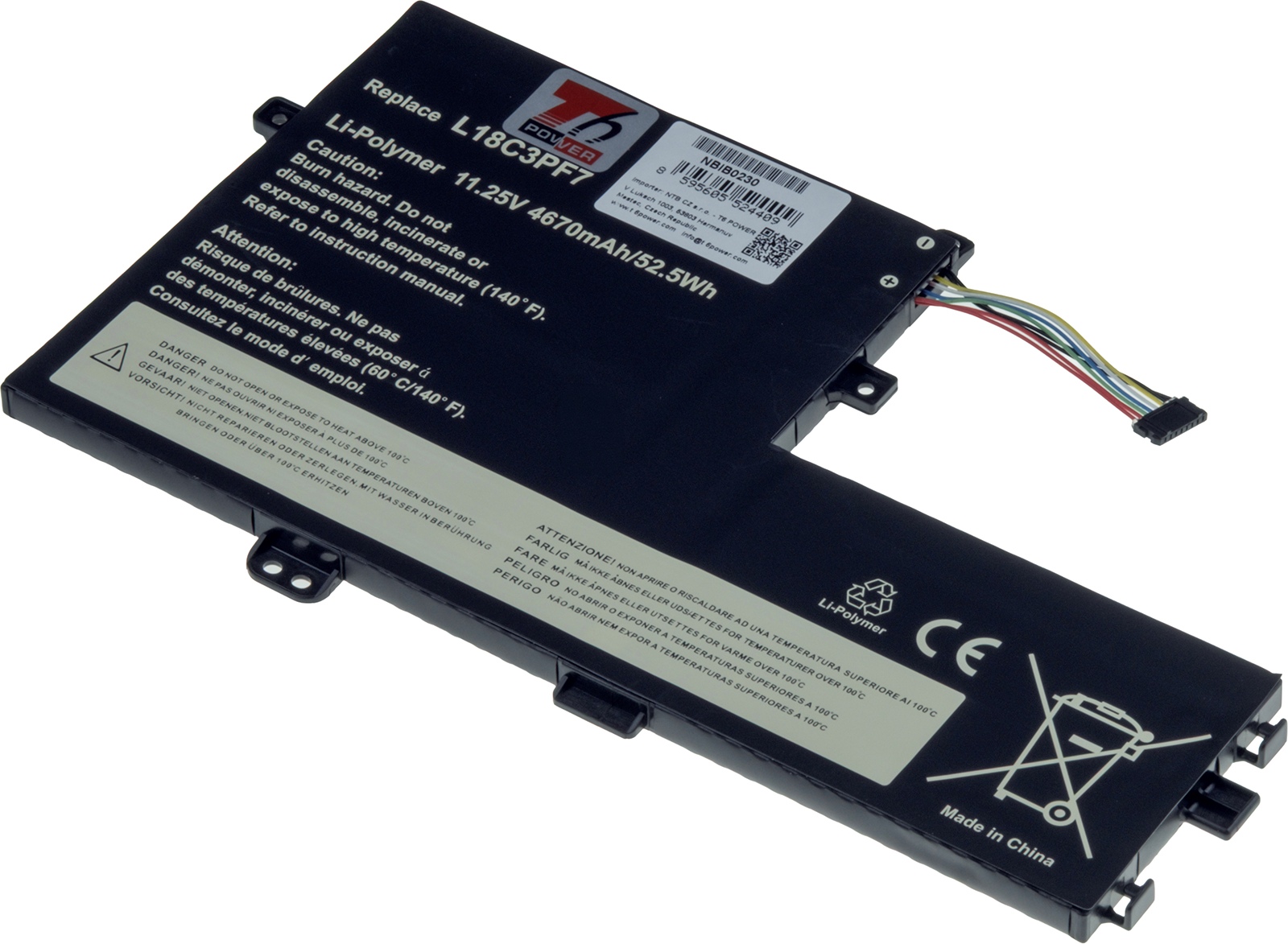 Baterie T6 Power Lenovo IdeaPad C340-15IWL, S340-14IML, S340-14IML, 4670mAh, 52,5Wh, 3cell, Li-poly