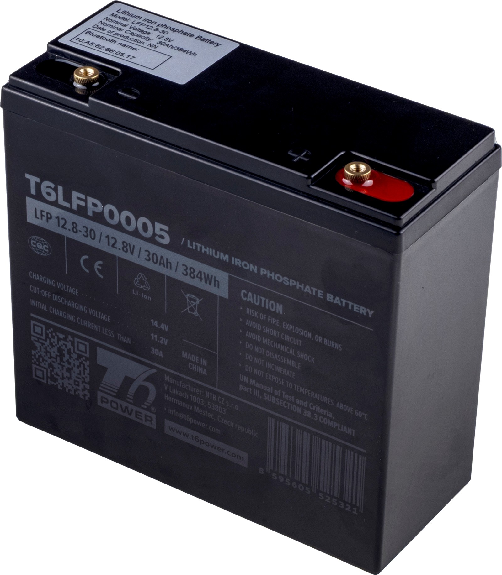 Baterie T6 Power LiFePO4, 12.8V, 30Ah, 384Wh, Bluetooth, T12