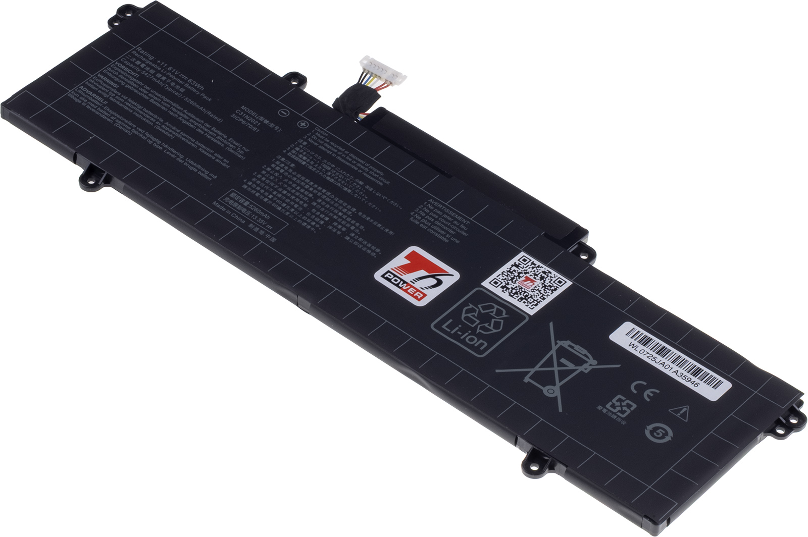 Baterie T6 Power pro Asus ZenBook UX5400, UX5401, UM5401, 5427mAh, 63Wh, 3cell, Li-pol