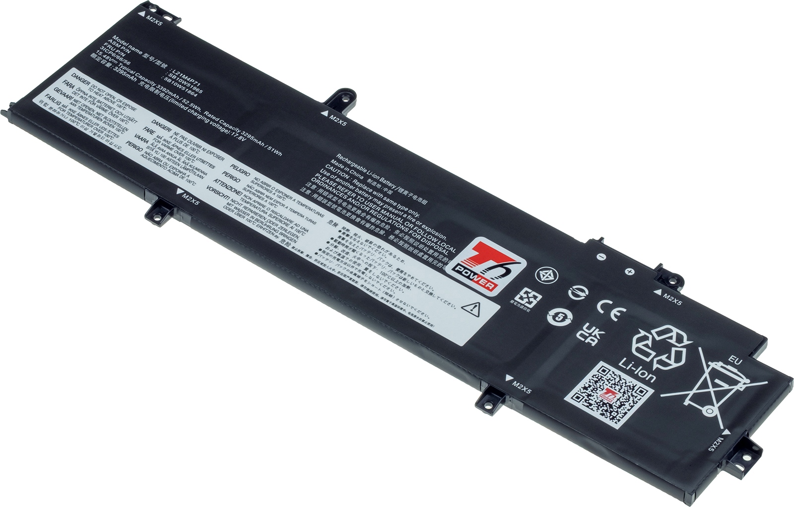 Baterie T6 Power pro Lenovo ThinkPad T14 Gen 3, Gen 4, P14s Gen 3, Gen 4, 3392mAh, 52,5Wh, 4cell