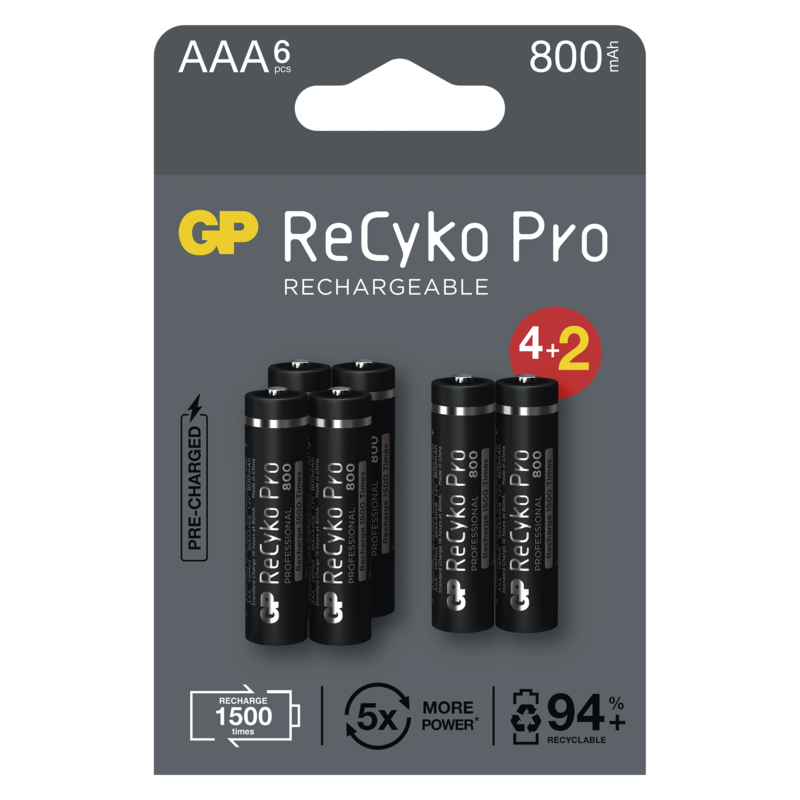 Obrázok Nabíjacia batéria GP ReCyko Pro Professional (AAA) 6 ks , EM_1033126080