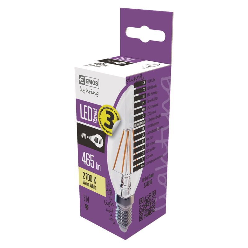 Obrázok EMOS LED FILAMENT Candle E14 4W 2800K (1525281200)