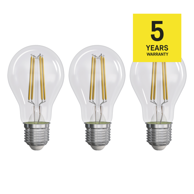 EMOS 3ks LED žiarovka Filament A60 A CLASS/ E27 / 3,8 W (60 W) / 806 lm / teplá biela,1525283274