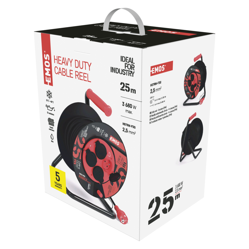 EMOS 25 m / 4 zás. / čierny / guma-neoprén / 230V / 2,5 mm2 P084253 / 1908542500