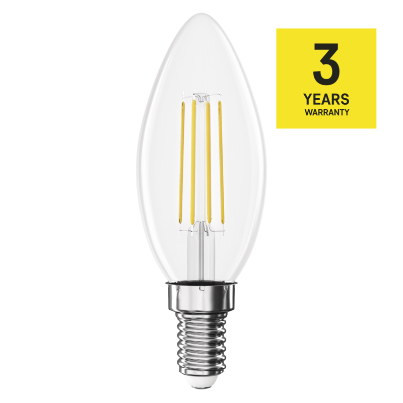 EMOS LED Filament sviečka / E14 / 3,4 W (40 W) / 470 lm / Teplá biela / 1525731249