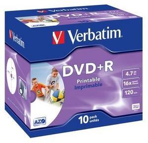VERBATIM DVD+R (10-pack)Printable/16x/4.7GB/Jewel