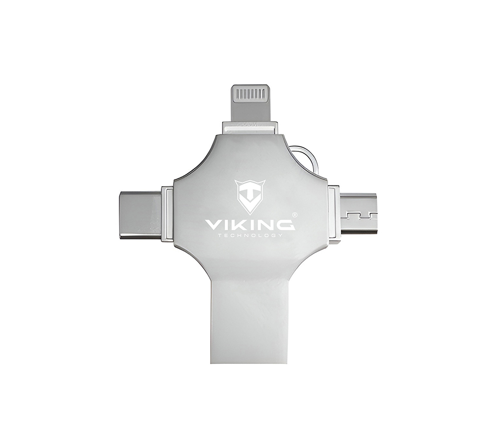 Viking 4v1/Flash USB/16GB/USB 3.0/USB-A + USB-C/+ Adaptér/Stříbrná