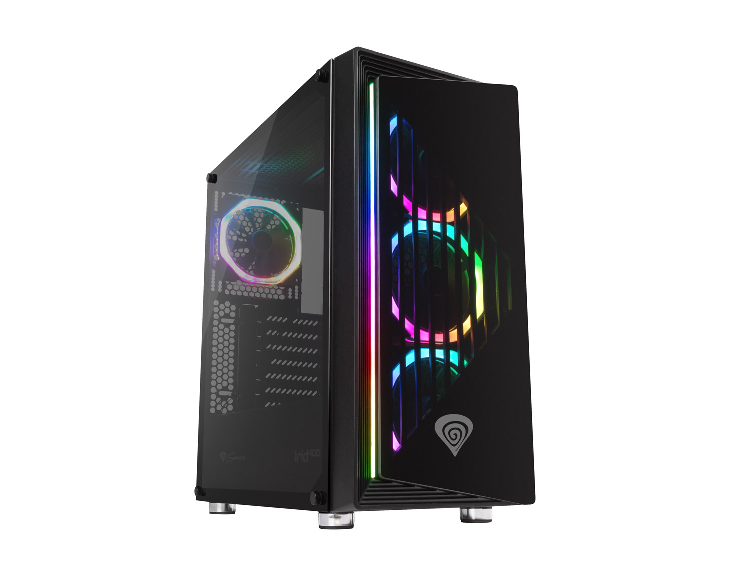 Obrázok Počítačová skříň Genesis IRID 400 RGB MIDI (USB 3.0), 4x ventilátory RGB s dálkovým ovládáním NPC-1429