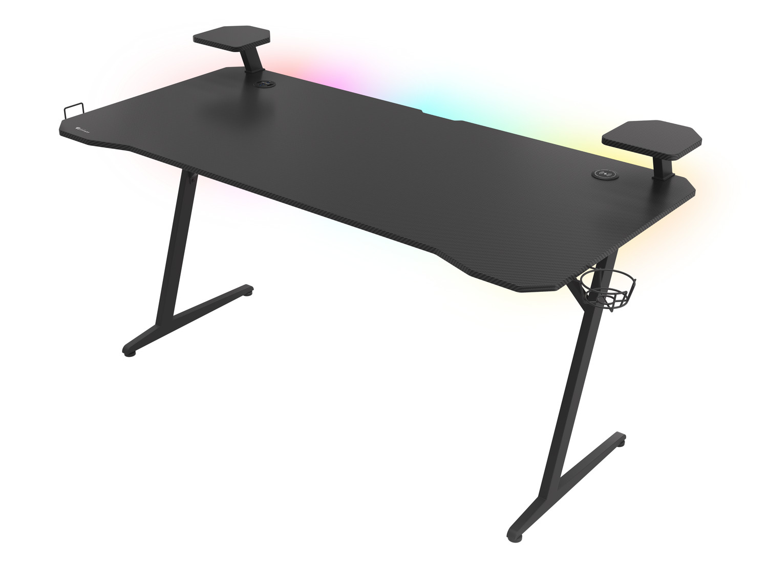 Genesis Holm 510 RGB - herní stůl s RGB podsvícením, 160x75cm, 3xUSB 3.0, bezdrátová nabíječka