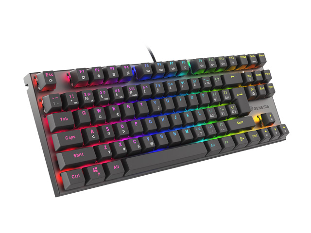 Genesis herní mechanická klávesnice THOR 303/TKL/RGB/Outemu Red/Drátová USB/CZ-SK layout/Černá