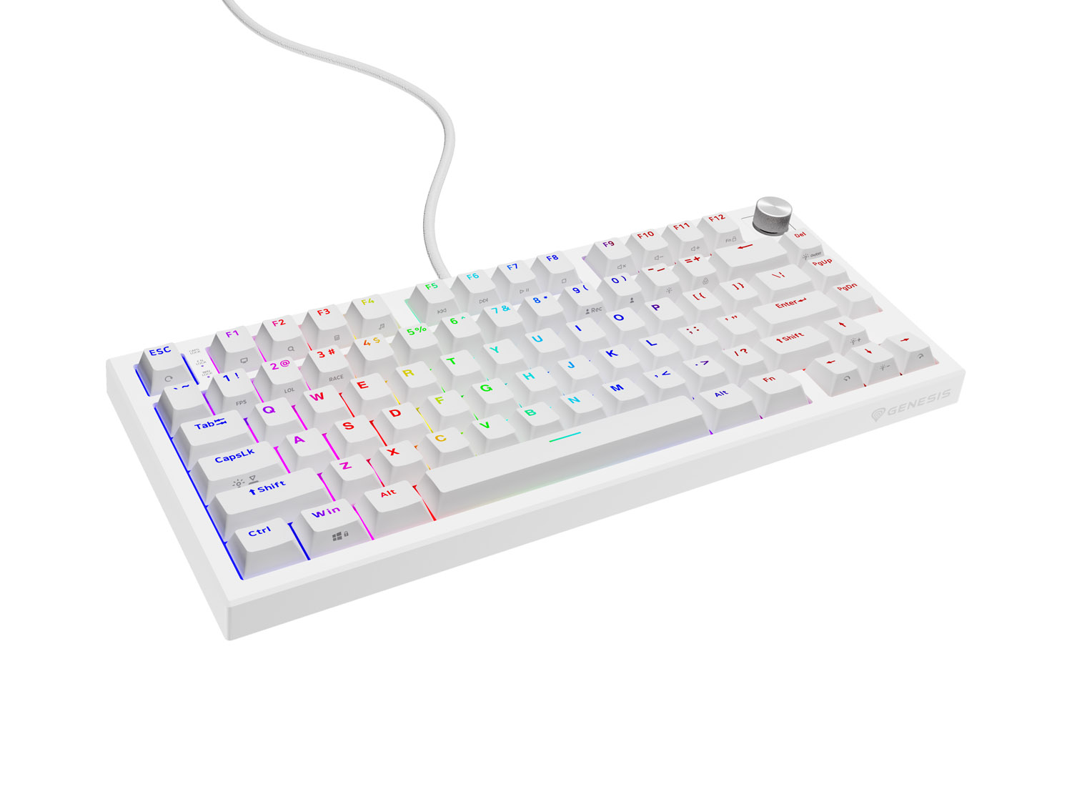 Herní mechanická klávesnice Genesis THOR 404 GenX Stratos Silent Drátové USB-A US Bílá