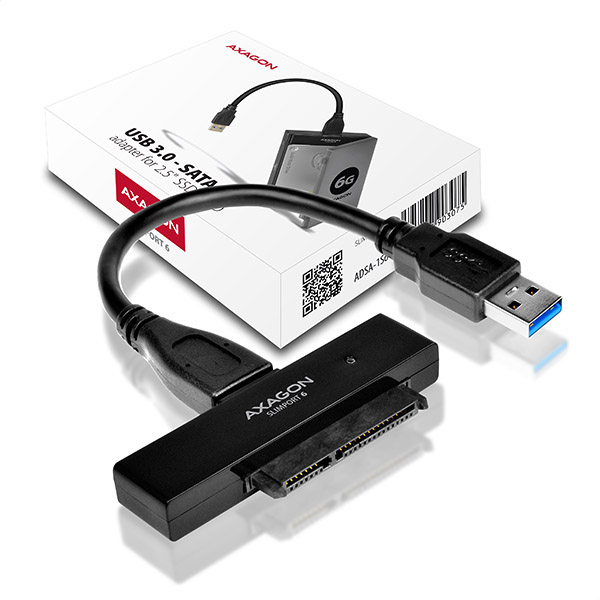 AXAGON ADSA-1S6, USB3.0 - SATA 6G UASP HDD/SSD adaptér vč. 2.5'' pouzdra