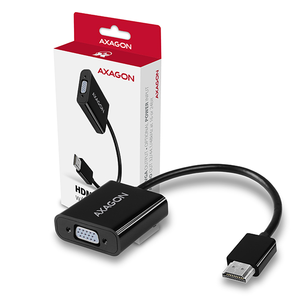 AXAGON RVH-VGAN, HDMI -> VGA redukce / adaptér, FullHD, audio výstup, micro USB nap. konektor