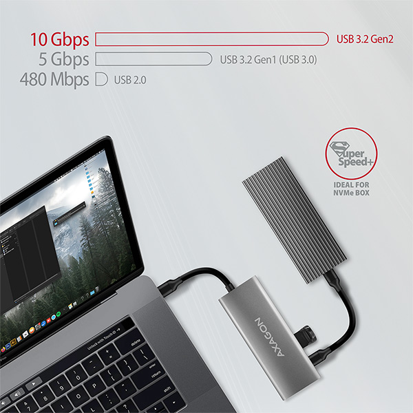 AXAGON hub USB-C / HMC-5G2 / USB 3.2 Gen2 / 2x USB-C / 2X USB-A / 1x HDMI / 60W PD / 0,1m