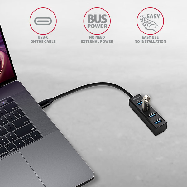 AXAGON MINI hub USB-C / HUE-M1C / USB 3.2 Gen1 / 4x USB-A / 0,2m