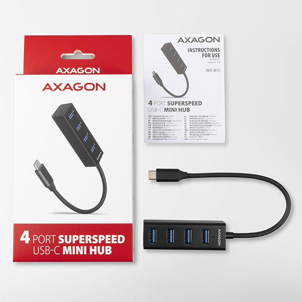 AXAGON MINI hub USB-C / HUE-M1C / USB 3.2 Gen1 / 4x USB-A / 0,2m