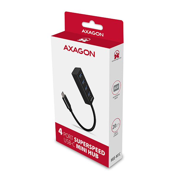 AXAGON MINI hub USB-C / HUE-M1C / USB 3.2 Gen1 / 4x USB-A / 0,2m