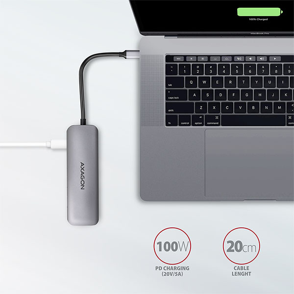 AXAGON HMC-5, USB 3.2 Gen 1 hub, porty 2x USB-A, HDMI, SD/microSD