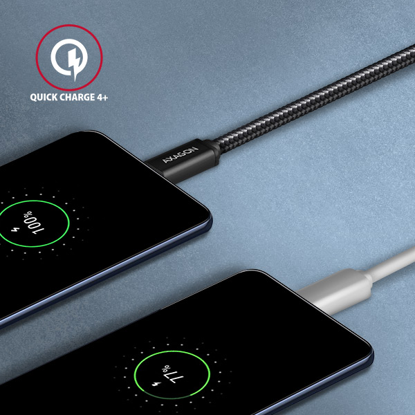 AXAGON SPEED USB-C na USB-C / USB 3.2 Gen1 / PD 60W 3A / ALU / oplet / 1m / BUCM3-CM10AB
