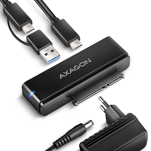 AXAGON ADSA-FPX, USB-C 10Gbps - SATA 6G, 2.5''/3.5'' SSD/HDD FAST PORT X adaptér, vč. AC napáječe