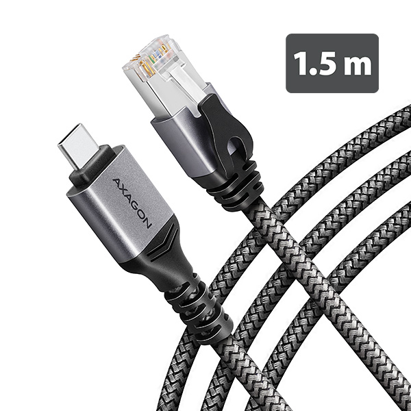 AXAGON ADE-CM15, USB-C Gigabit Ethernet adaptér s integrovaným síťovým CAT6 kabelem RJ-45 (1,5m)