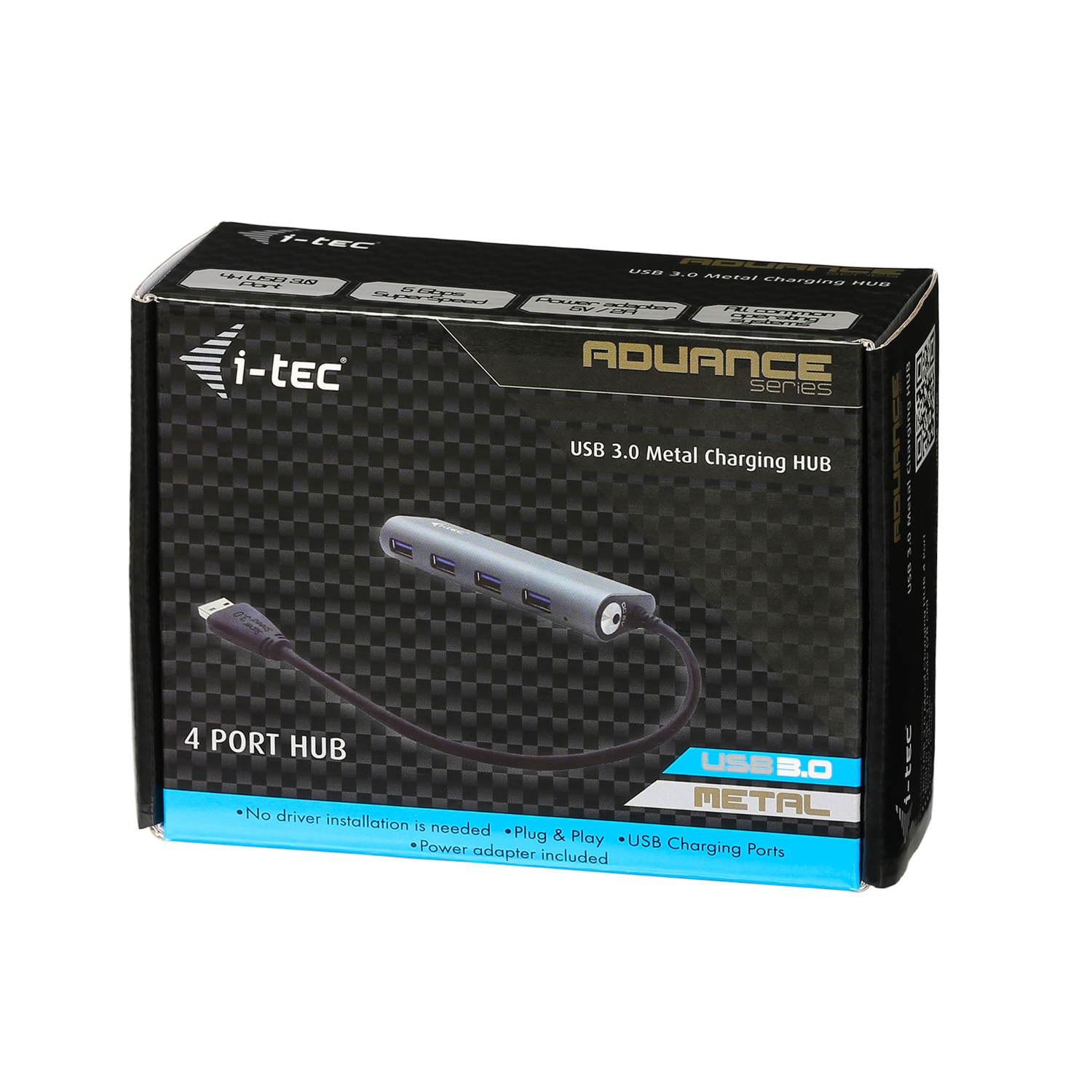 i-tec USB HUB METAL/ 4 porty/ USB 3.0/ napájecí adaptér/ U3HUB448