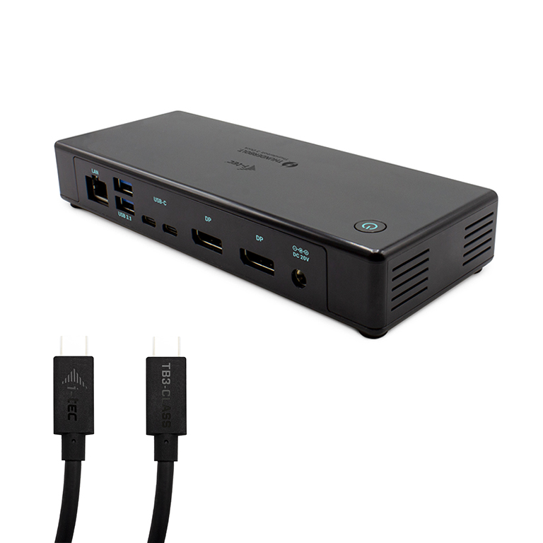 Obrázok I-TEC Thunderbolt3 / USB-C Dual DisplayPort 4K dokovací stanice s Power Delivery 85W + 2x TB3 kabely (TB3CDUALDPPDX)