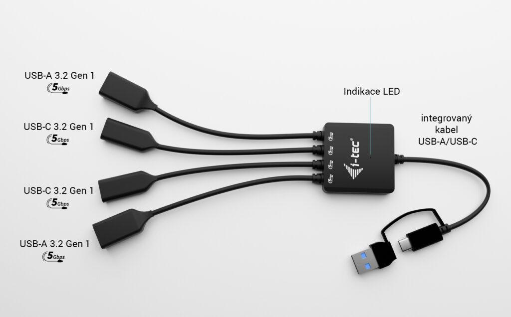 i-tec CACBLHUB2A2C USB-C/USB-A Cable HUB 4 port (2x USB-C, 2x USB-A)