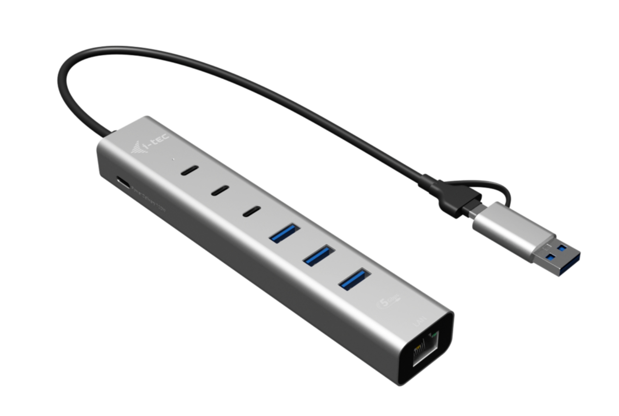 i-tec USB-C/USB-A Metal HUB 6 port (3x USB-C, 3x USB-A), LAN, Power Delivery 85W