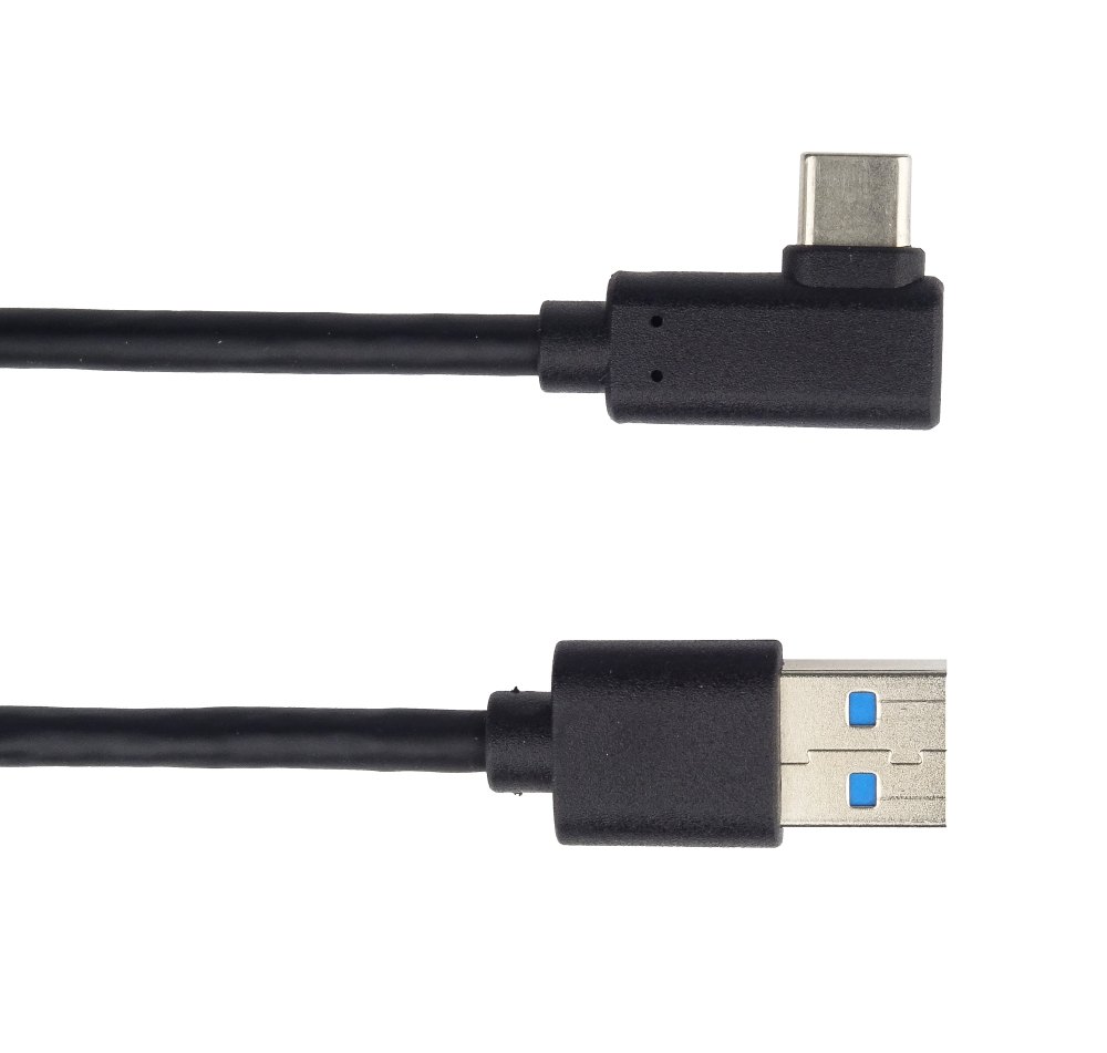 PremiumCord Kabel USB typ C/M zahnutý konektor 90° - USB 3.0 A/M, 2m