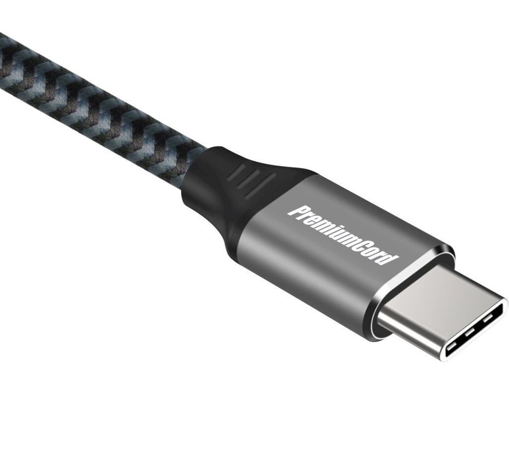 PremiumCord Kabel USB 3.2 Gen 1 USB-C male - USB-C male, bavlněný oplet, 2m