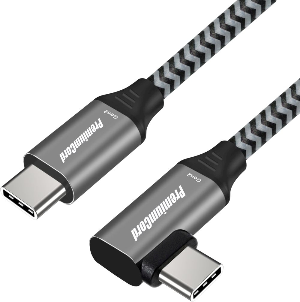 PremiumCord USB-C zahnutý kabel ( USB 3.2 GEN 2x2, 5A, 100W, 20Gbit/s ) 1m / ku31cu1