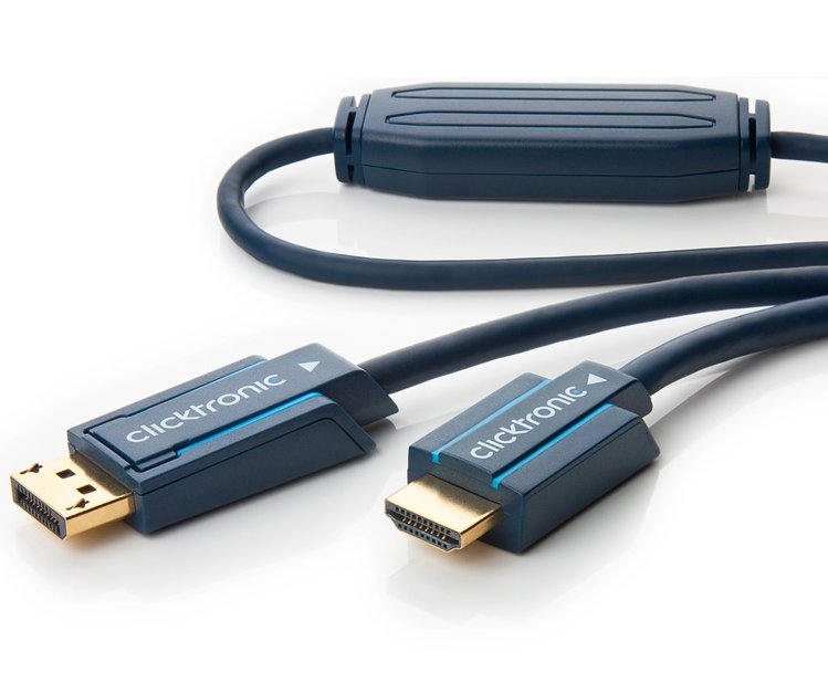 ClickTronic HQ OFC kabel DisplayPort - HDMI typ A, zlacené kon., 3D, M/M, 20m