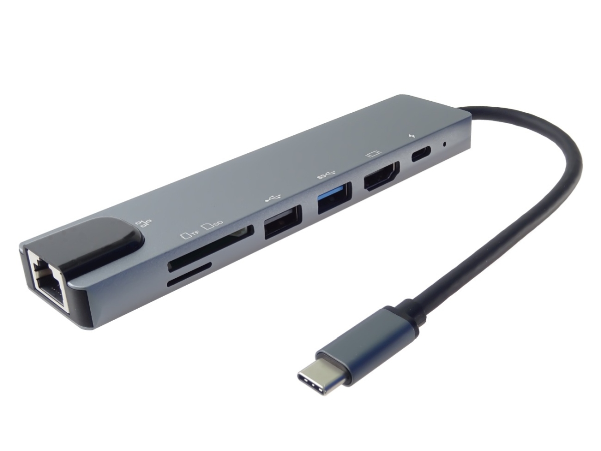 PremiumCord USB-C na HDMI + USB3.0 + USB2.0 + PD + SD/TF + RJ45 adaptér / ku31dock16