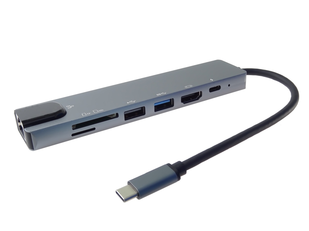 PremiumCord USB-C na HDMI + USB3.0 + USB2.0 + PD + SD/TF + RJ45 adaptér / ku31dock16