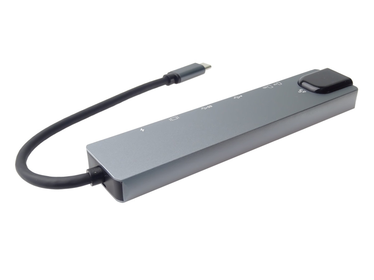 PremiumCord USB-C na HDMI + USB3.0 + USB2.0 + PD + SD/TF + RJ45 adaptér / ku31dock16