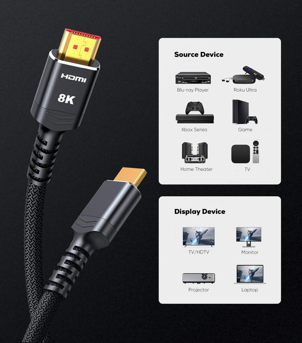 PremiumCord ULTRA HDMI 2.1 High Speed + Ethernet kabel 8K@60Hz,zlacené 1m / kphdm21b1