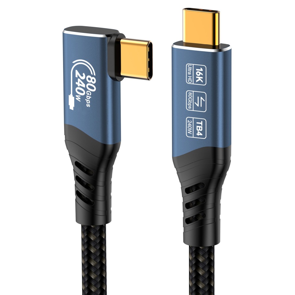 PremiumCord USB4™ Version2.0 80Gbps 16K@60Hz 240W Thunderbolt 3 a 4 kabel zahnutý 1m
