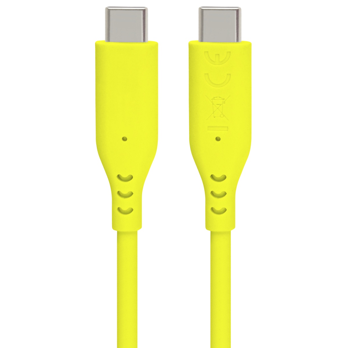 PremiumCord silikonový USB-C 60W, žlutý, 1.5m