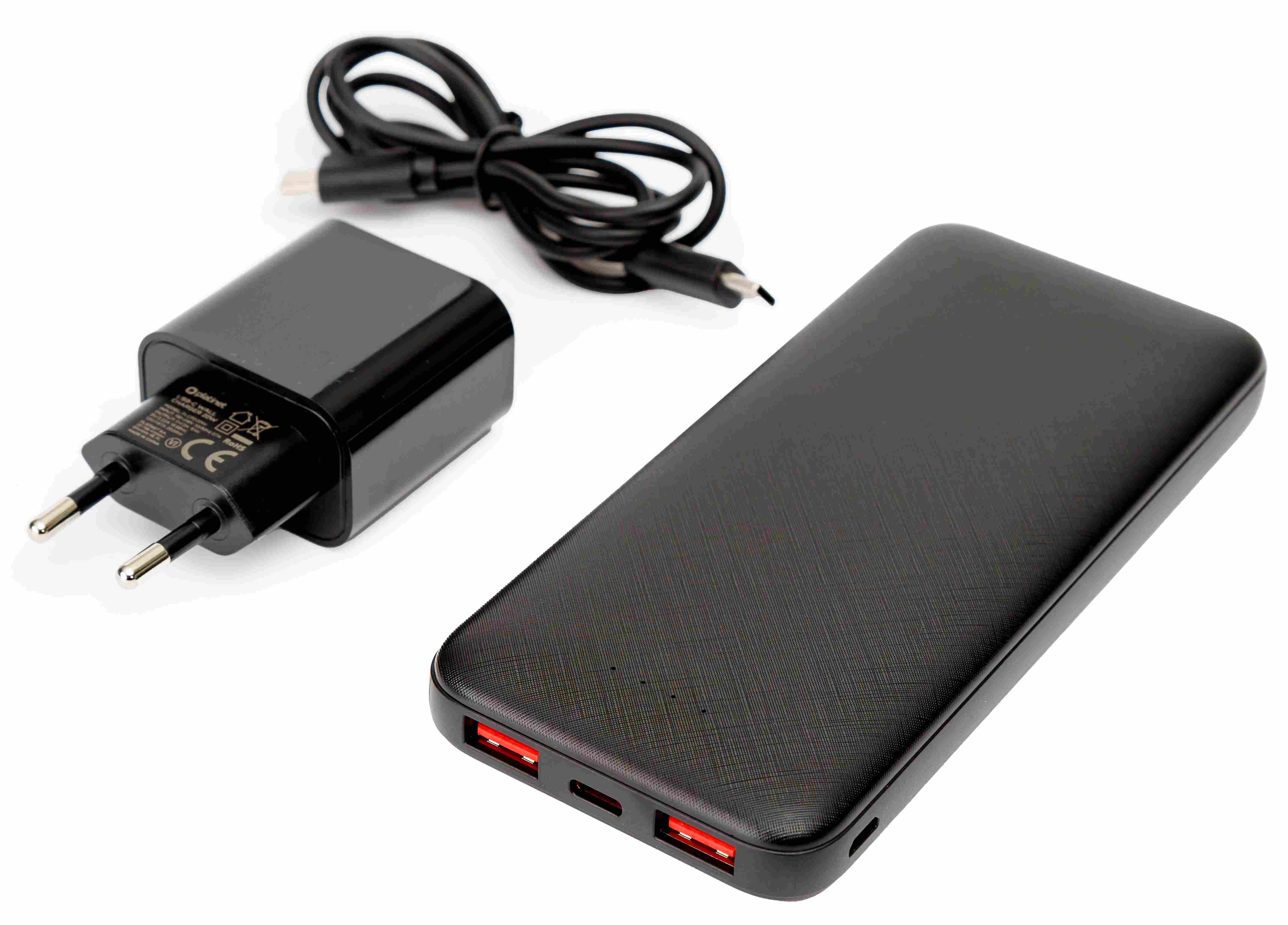 Platinet SET 3v1 Powerbanka 10000 mAh + Nabíječka 20W Power Delivery, kabel USB-C 1m, černá
